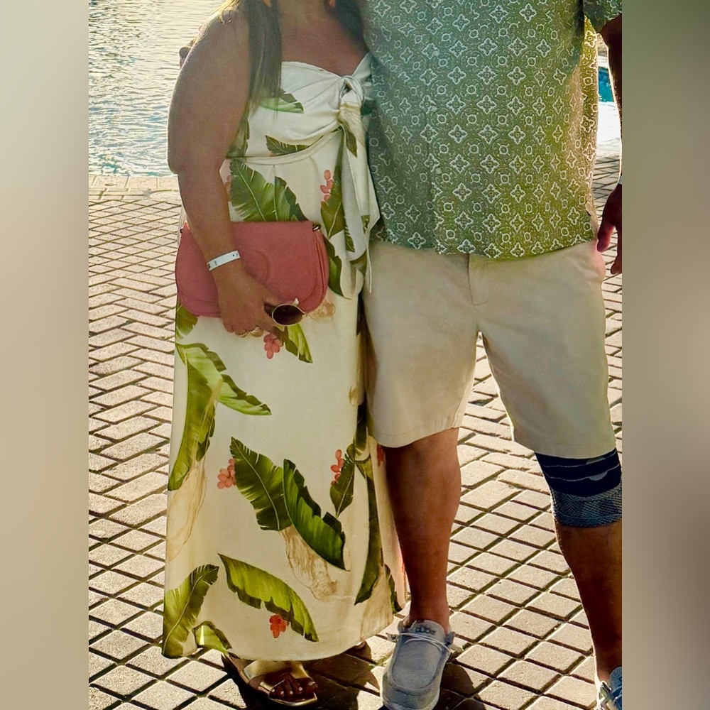 Tropical Leaf Print Maxi Dress